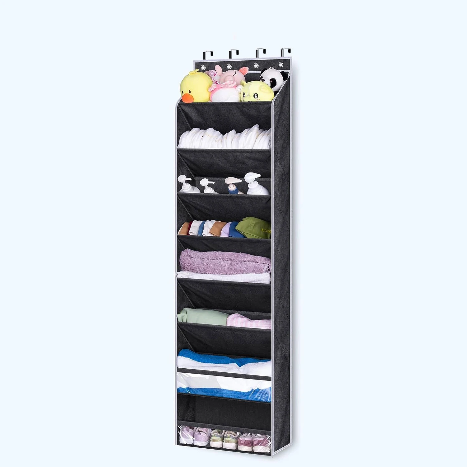 Over The Door Shoe Organizer, 8 Layers Shoe Holder For Closet Door Storage, 50 Lbs Weight Capacity Hanging Storage Organizer