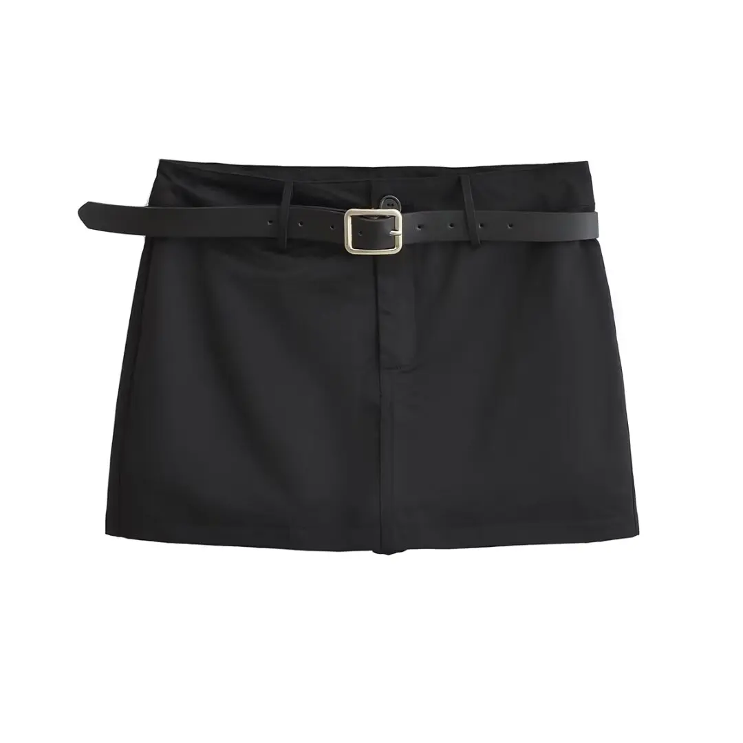 Sweet Versatile High Waist Half Skirt with Belt Pocket Casual Holiday Outerwear Hot Girl Style Pure Desire  Skirt