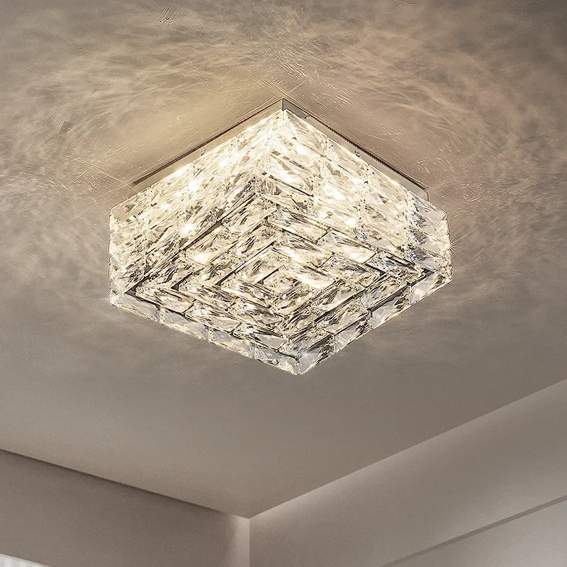 luxo cristal teto lustre decoracao moderna simples casa sala e quarto lampada do teto quadrado novo 2024 01