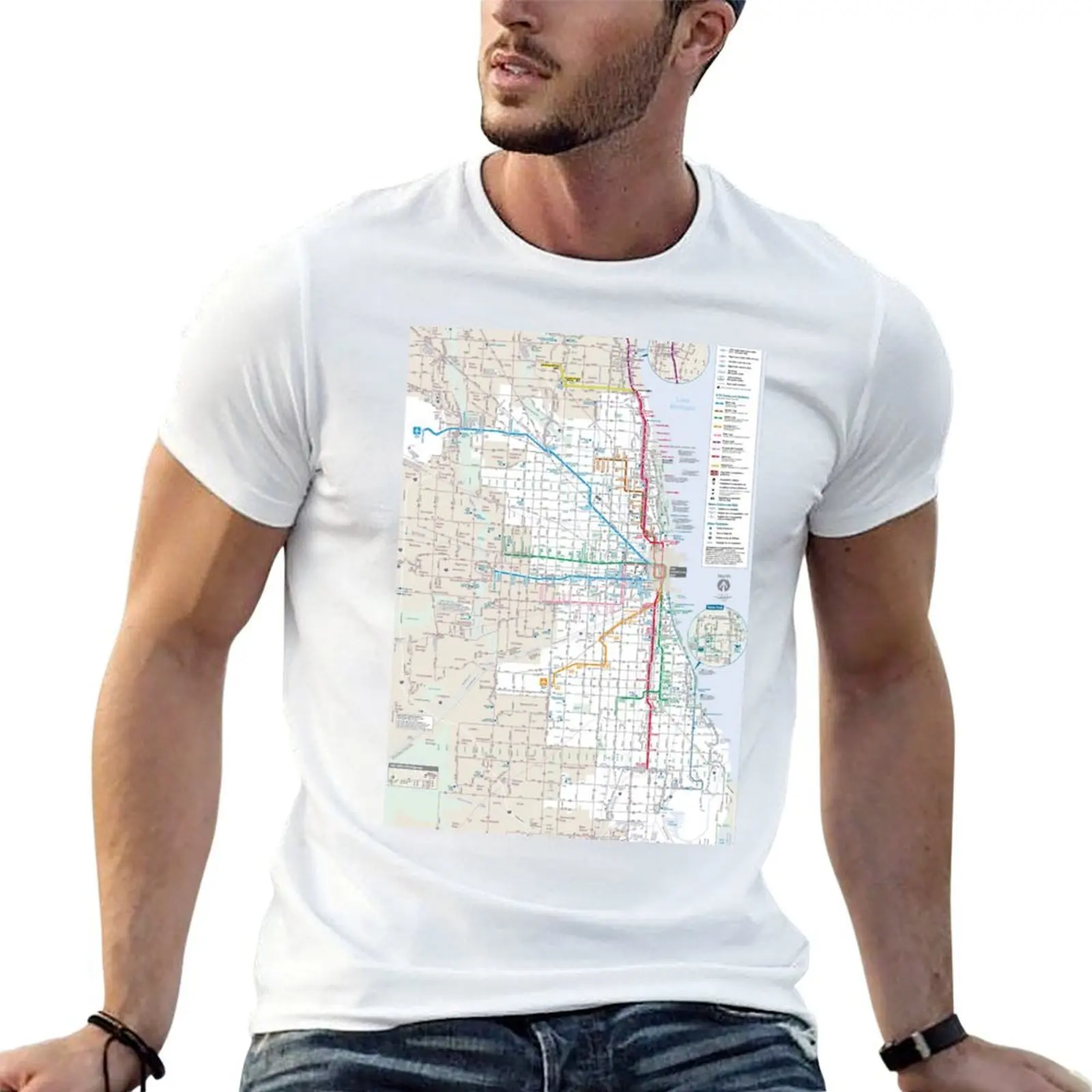 Chicago Transit Authority Map CTA Map T-Shirt vintage graphic tee graphics mens t shirts top quality
