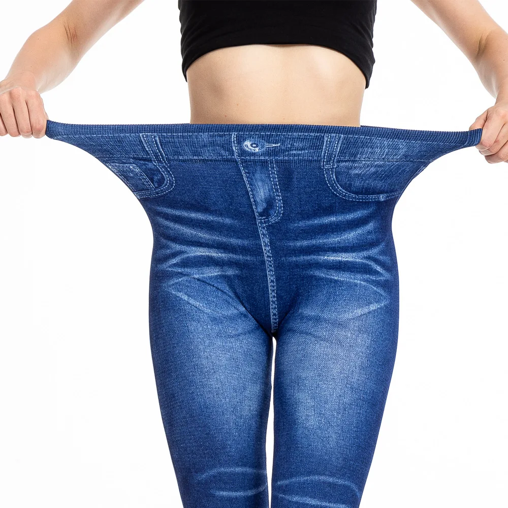 2025 nouvelle mode plissée impression imitation denim leggings femmes sexy hanche-levage super élastique grande taille leggings
