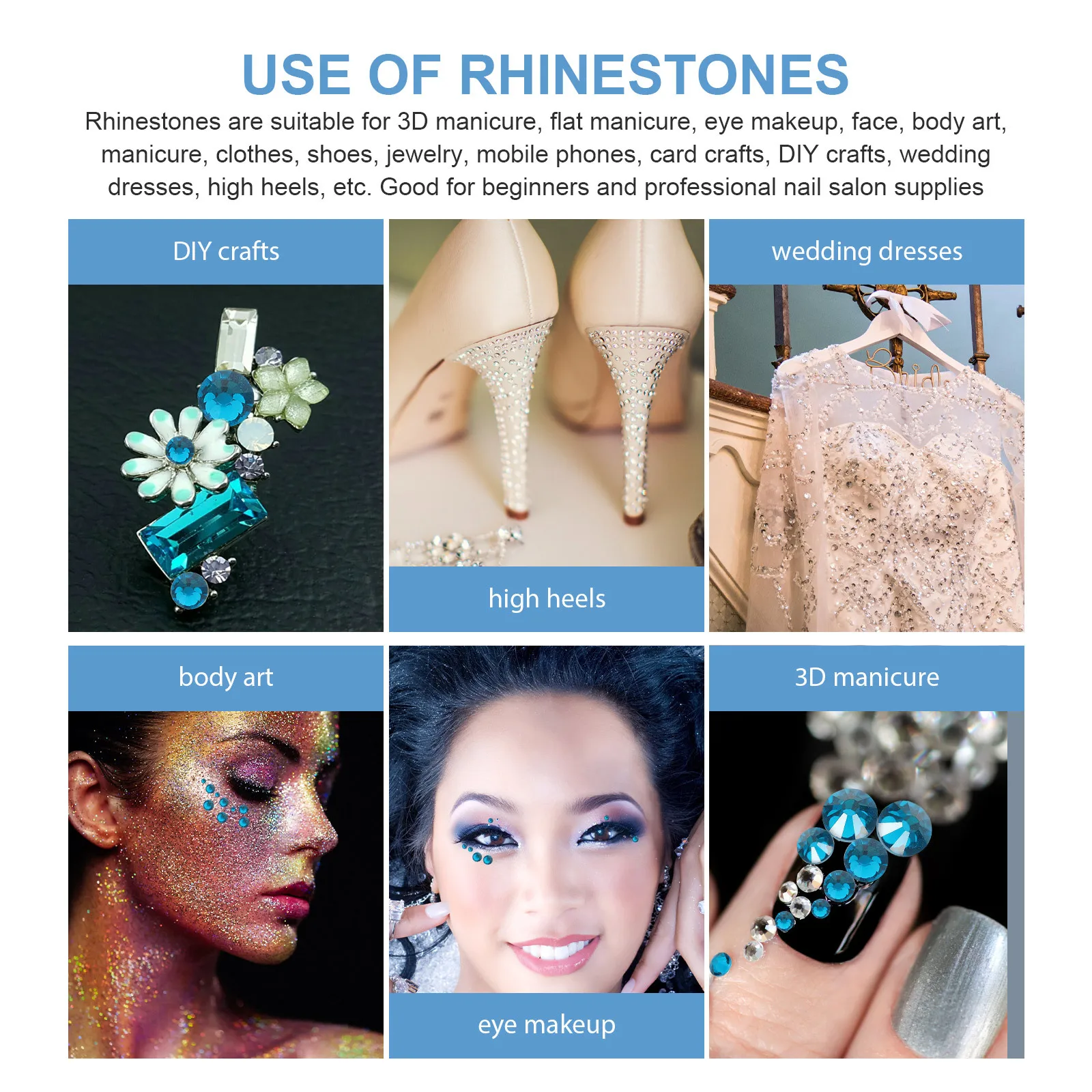 

1Set Nail Art Charm Glass Rhinestones Flatback Crystal Kit Durable DIY Nail Craft Accessories Manicure Decoration