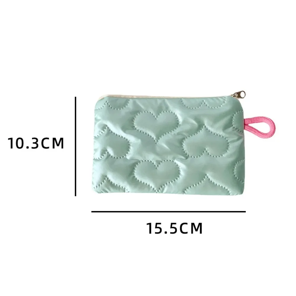 Woman Bow Silver Love Heart Embossed Coin Purses Girls Makeup Bag Cosmetic Bag Coin Pouch Cute Purse Earphones Card Clutch Bag view 5