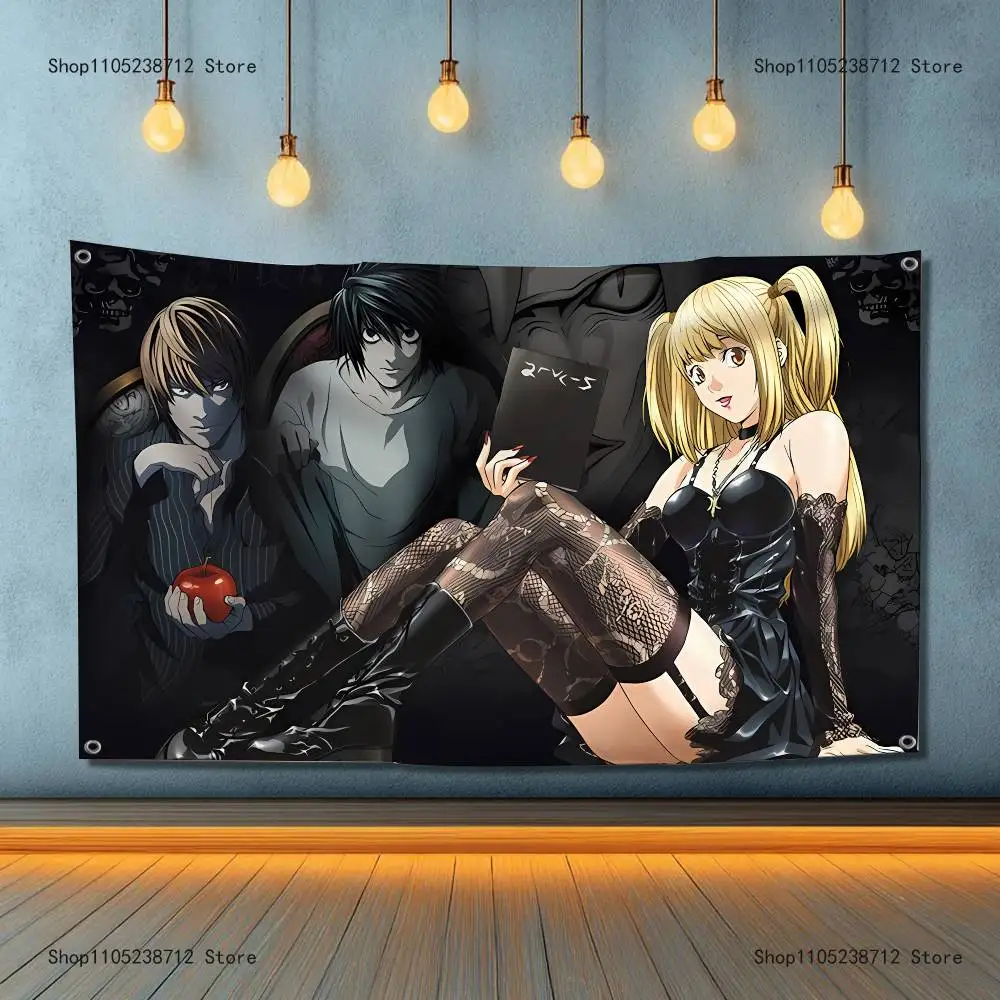 الكلاسيكية أنيمي D-الموت N-ملاحظات عالية الجودة العلم نسيج راية غرفة نوم غرفة المعيشة بار ديكورات للحفلات الاستخدام في الهواء الطلق