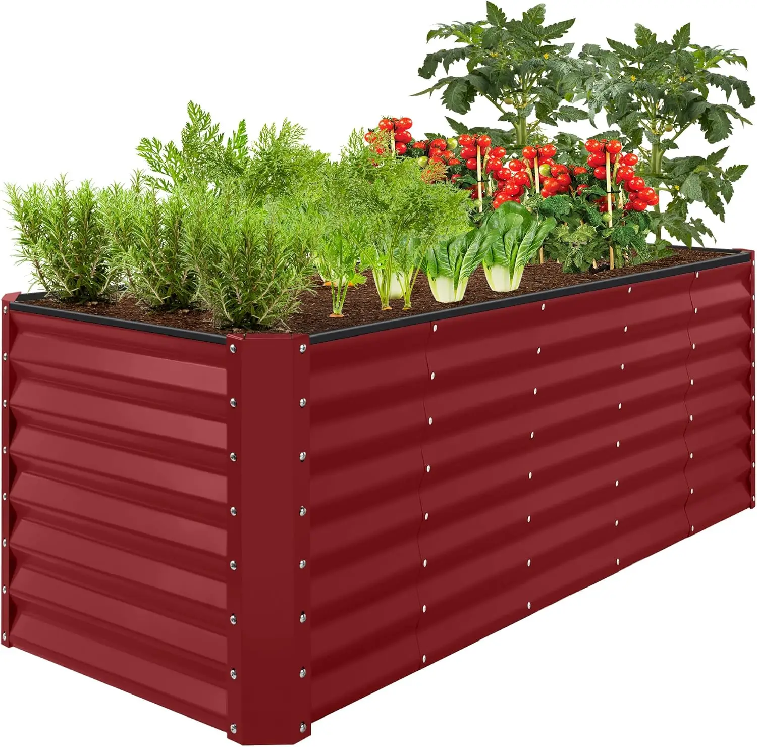 

8x2x2ft Raised Outdoor Metal Garden Bed Rectangular Planter Box for Herbs Flowers and Deep Root Vegetables w 240 Gallon Capacity
