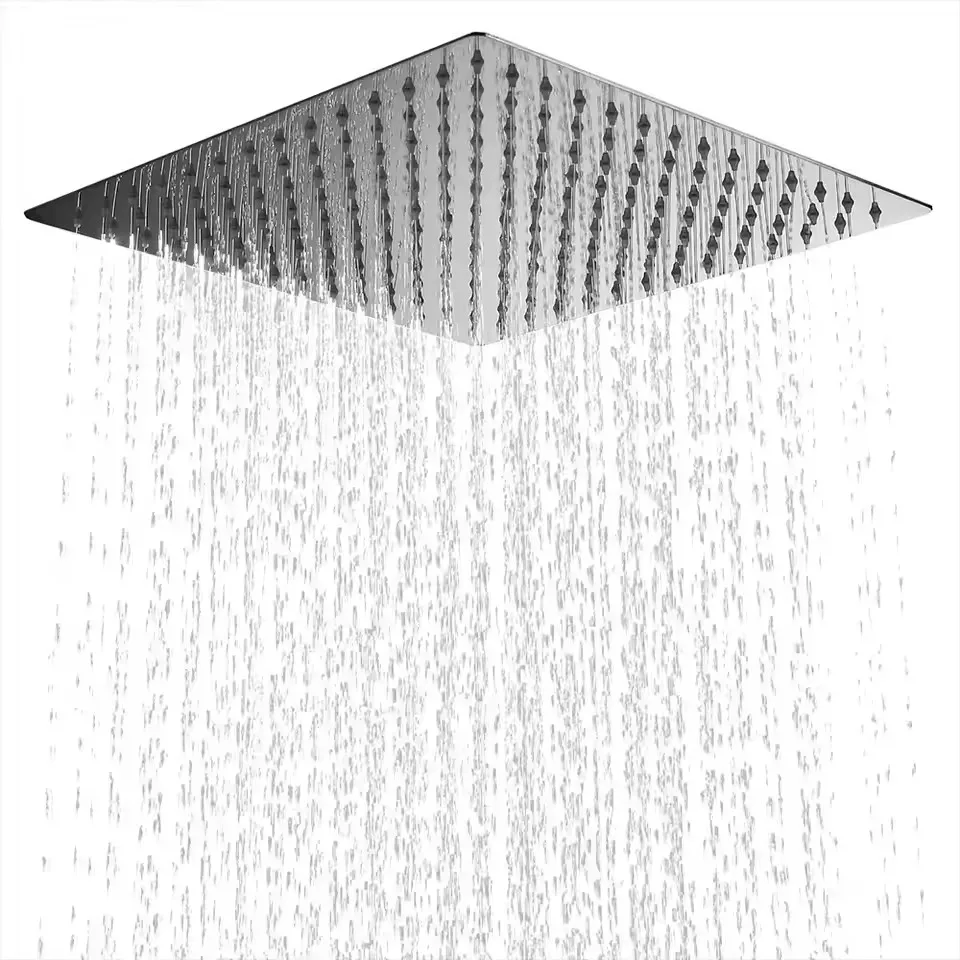 Cabezal de ducha de lluvia de alta presión de acero inoxidable de 8 ", 10", 12 ", cabezal de ducha de baño de Spa con diseño de aumento de presión cuadrado de gran flujo