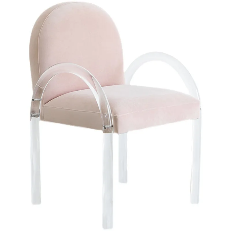 

Nordic designer acrylic fabric dining chair modern simple backrest book desk chair light luxury leisure home dressing stool