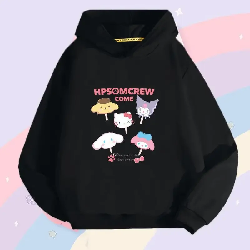 Sanrio Kawaii Hello Kitty Meisjes Sweatshirts met capuchon My Melody Kuromi Anime Cartoon Prachtige huidvriendelijke jassen met lange mouwen