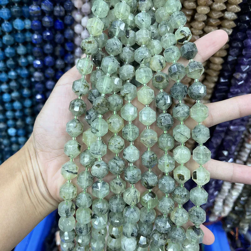 Natural12mmLabradorite Citrine Prehnite Faceted Loose Spacer For Jewelry Making DIY Necklace Bracelet Blue Sodalite Stone