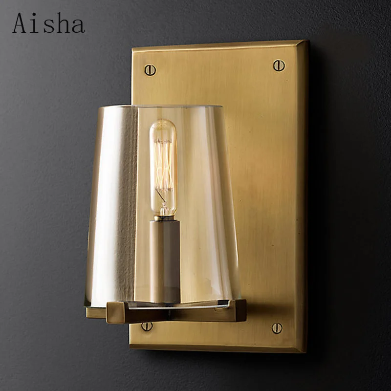 

American Retro Wall Lamp Bathroom Mirror Front Light Living Room Background Sconces Bedroom Bedside Lamp Corridor Fixture