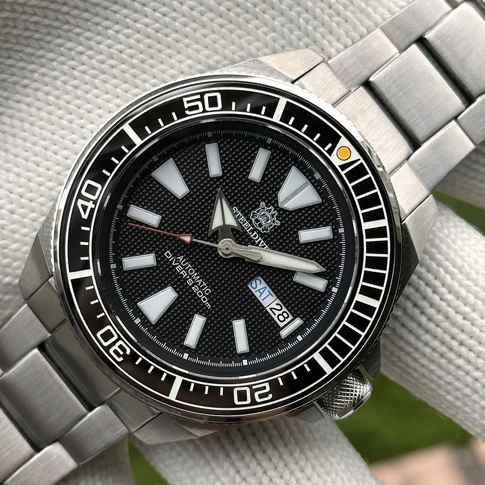 Мужские дайверские часы STEELDIVE SD1961, бестселлер, 43,8 мм, корпус из нержавеющей стали, суперлюминесцентные, водонепроницаемость 200 м, автоматический механизм NH36.
