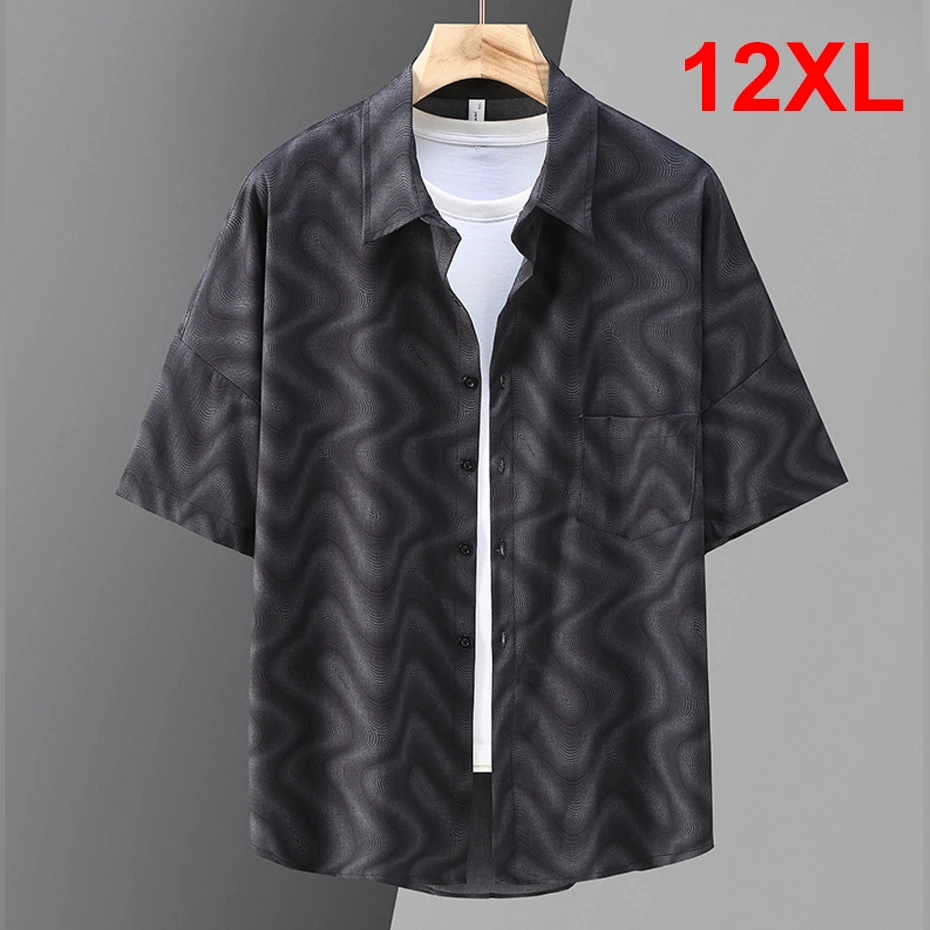 2024 Summer Hawaiian Shirt Men Plus Size 12XL 11XL Shirts Casual Fashion Summer Short Sleeve Shirt Male Big Size 12XL