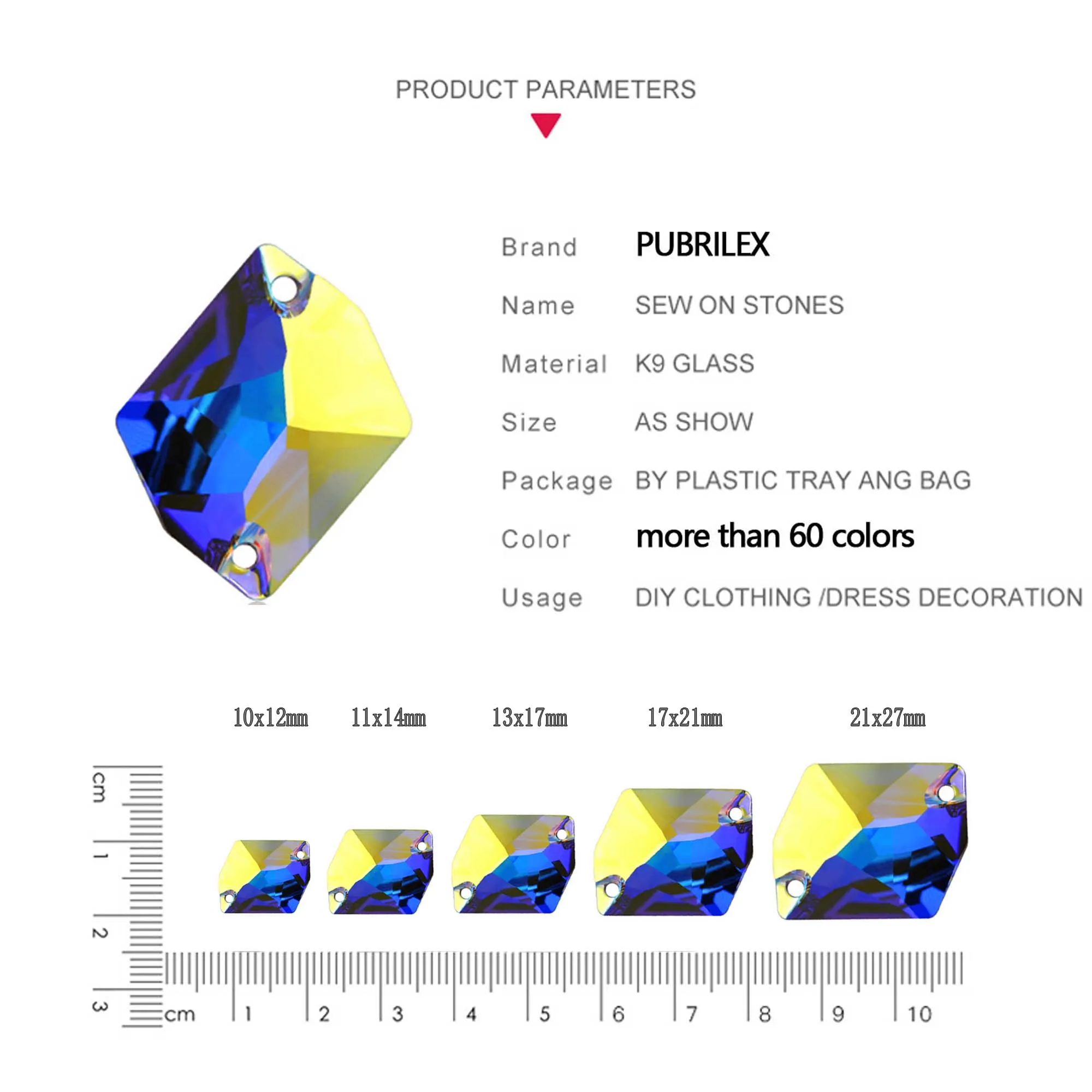 Pubrilex Cosmic Shape Sew On Rhinestones K9 Glass Crystal Strass Edge with Chamfers Rhinestones for Garment Jewelry Decoration