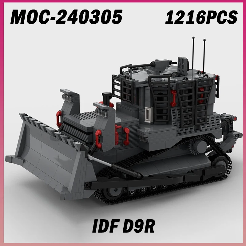 

1216PCS MOC-240305 IDF D9R Crawler Bulldozer Heavy Armored Engineering Vehicles Military Dozer Model Building Blocks Bricks Toy