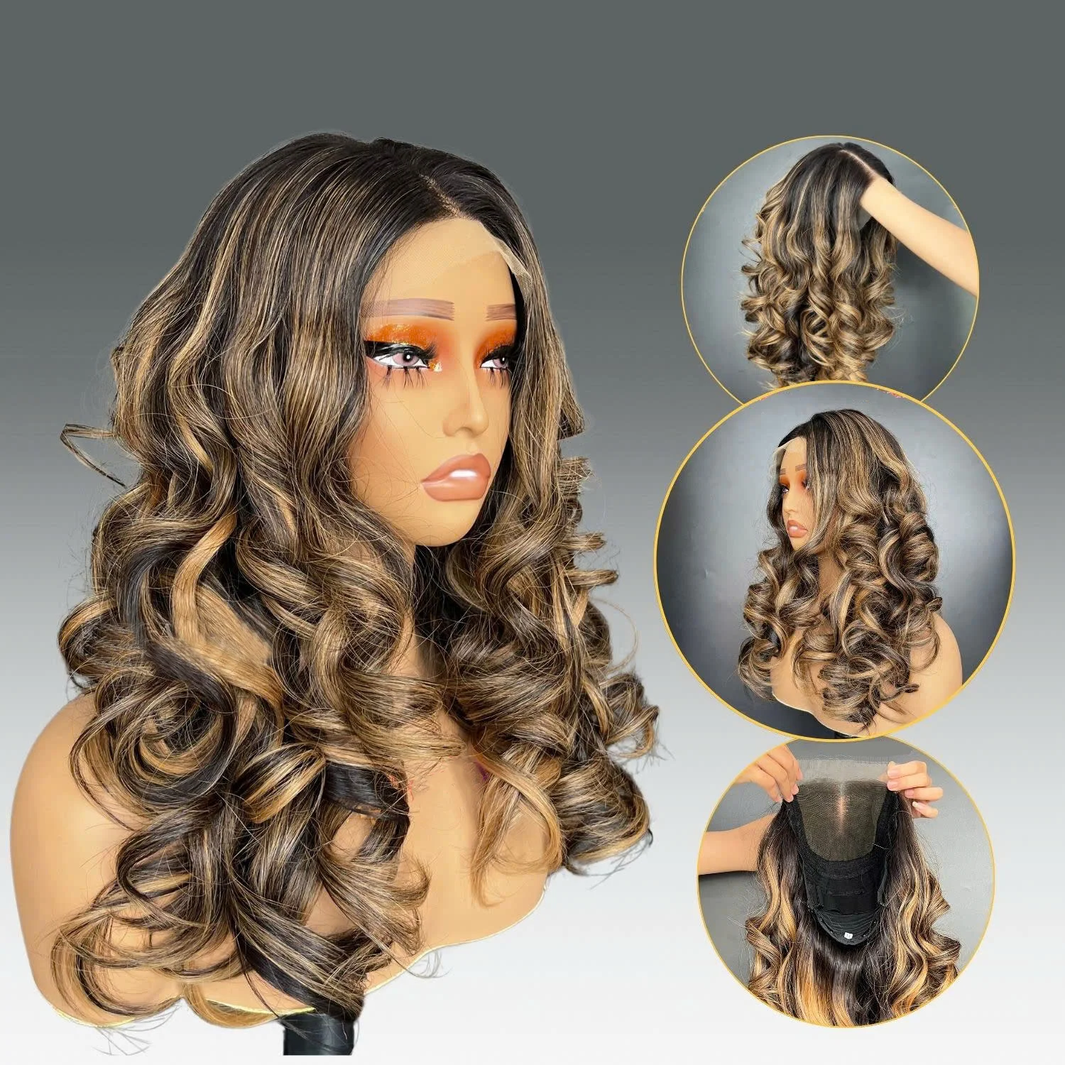 

Ombre 13x4 Lace Front Wig Human Hair 4/27 Highlight Wigs Honey Blonde Body Wave Lace Front Wig Pre Plucked HD Frontal Wig Wigs