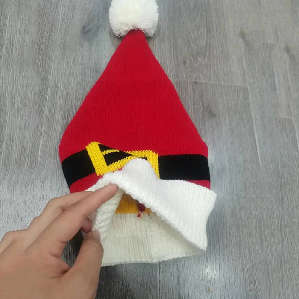 

Polyester Acrylic Santa Hat Festive Santa Hat with Pompom for Women Men Christmas Cap for Winter Parties Photo Props for Holiday