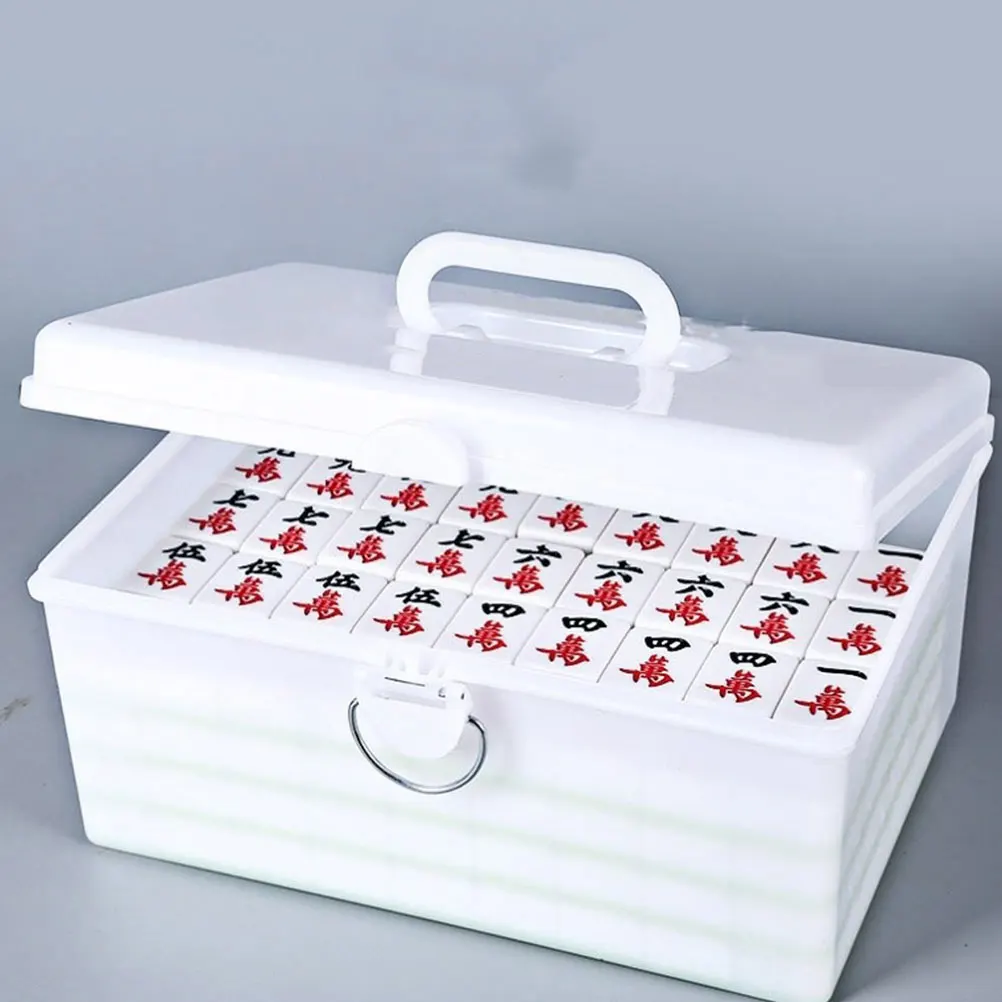 

Plastic Mahjong Box 28x17x13cm Large Capacity Storage Case Smooth Edges Portable Household Organizer Gaming Accessories