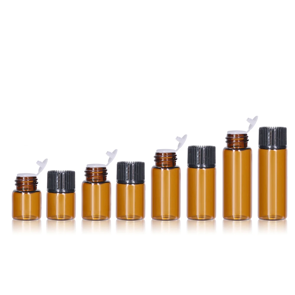 New 8pcs/pack 1 2 3 5ml tea color essential oil bottle aromatherapy bottle mini portable sample bottle glass bottle