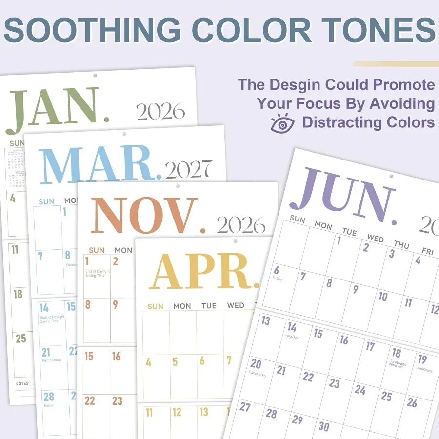 Wall Calendar 20262027 Large 23"x14" Vertical Wall Calendar 2026 19Month from 2026 Jan to 2027 Jul Monthly Planner Hanging Cale