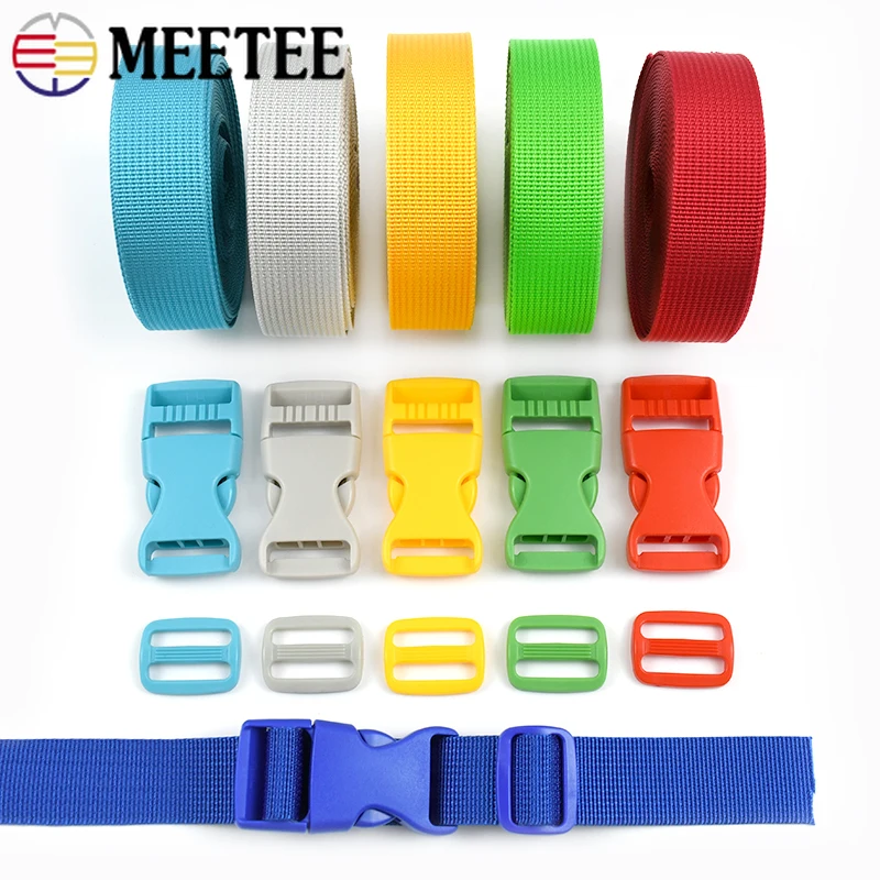 

2-10Sets 20/25mm Nylon Webbing Tape Plastic Release Buckle Bag Strap Tri-Glide Slider Clasp Adjuster Hook DIY Sewing Accessories