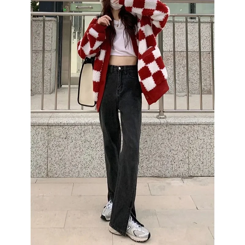 

Ripped Jeans Woman Straight Blue Casual Retro 2000S American Distressed Hole Female Clothing Unisex Basic Simple Long Dark Hot