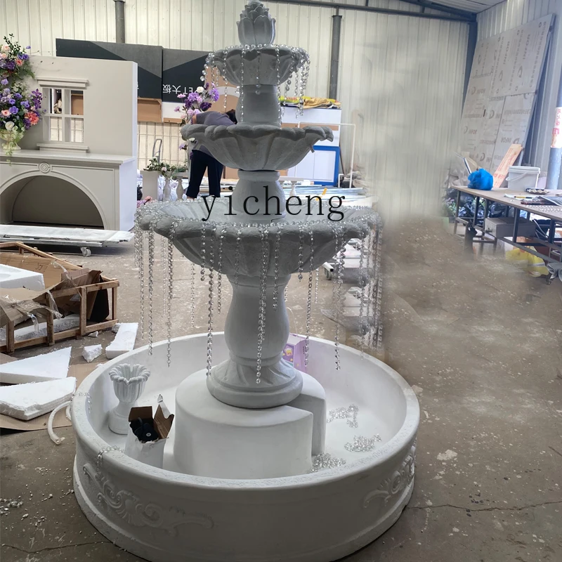 L7-14 European three-layer fountain courtyard decoration balcony simple water water view clock in wishing pool ornament