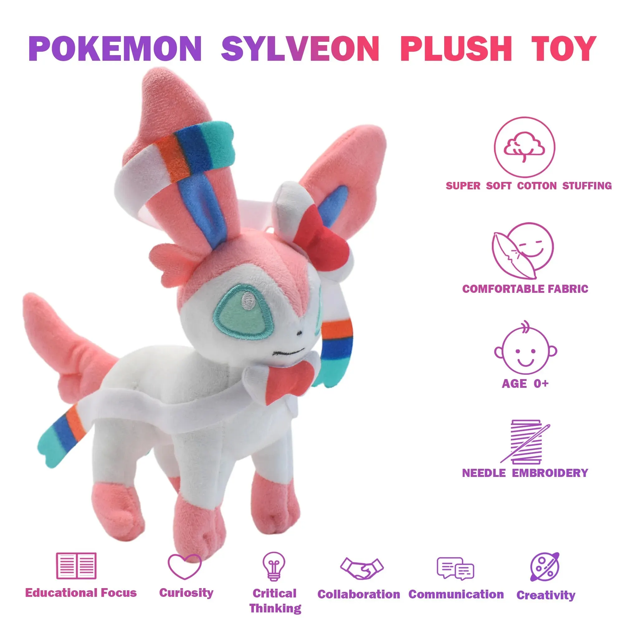 Leafeon Vaporeon Glaceon Sylveon Espeon Umbreon Vaporeon Sylveon Plush Toys Game for Collectible Gift,Soft Plushies Stuffed