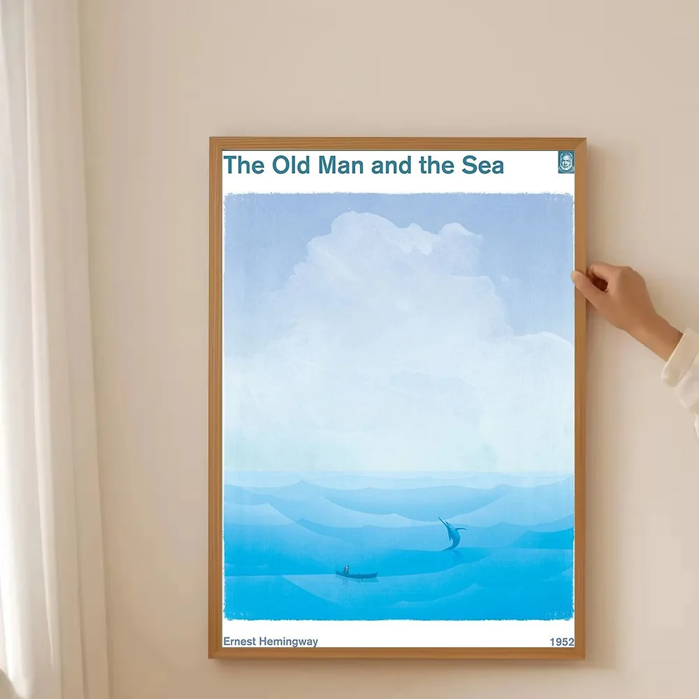خمر همنغواي قماش الفن الرجل العجوز والبحر جدار ديكور الأدبي المشارك المحيط المشهد اللوحة هدية #3