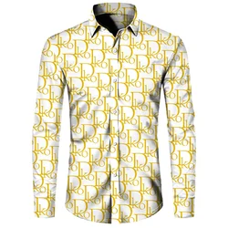 Camisa de manga corta con botones para hombre, cárdigan informal con solapa y estampado de letras divertidas, ropa de calle de Hip Hop, a la moda