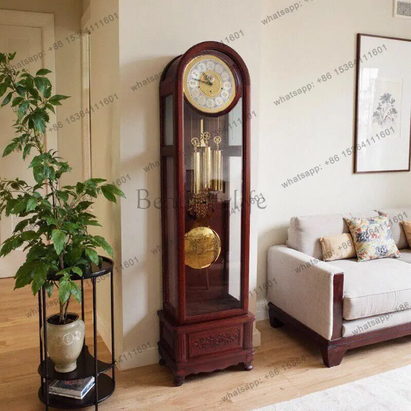 Solid wood mechanical floor clock simple pendulum clock German Helmler movement winding clock retro