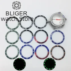 BLIGER 34mm x 28.7mm/35.4mm x 29.2mm Black Blue Green Blue red Black red ceramic Luminous Bezel For SUB 36mm/38mm cases