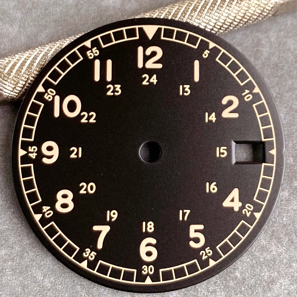 NH35A Uhr Ersatz Zifferblatt Pliot Zifferblatt für NH35 NH36 Automatische Männer Weiß Schwarz Lachs Zifferblätter Datum Fenster – Detail 12