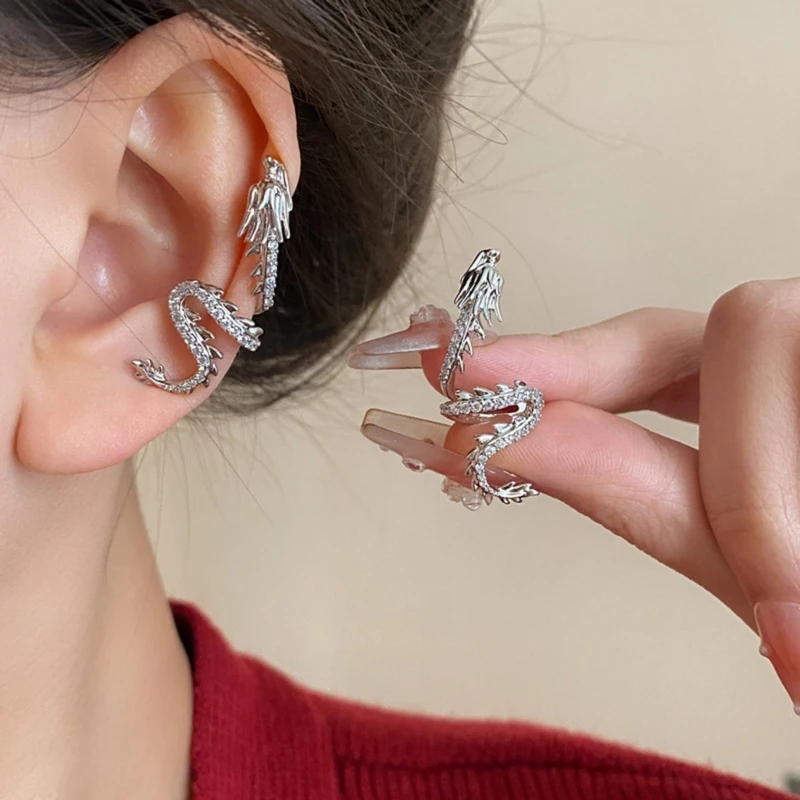 Edgy Dragon Ear Accessory Delicate Dragon Inspired Ear Cuff Individualized Ear Cuffs Exquisite Ear Wrap Clips Charm X3UD