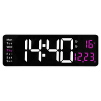 Multifunctional 16 Inch Large Digital Clock With LED Display, Dual Alarm System, And 8 RGB Colors, Controlled By Remote-New