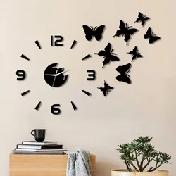 DIY Butterfly Clock Mirror Material Simple Home Wall Decoration Suitable for Living Room, Bedroom Home Decoration Wall