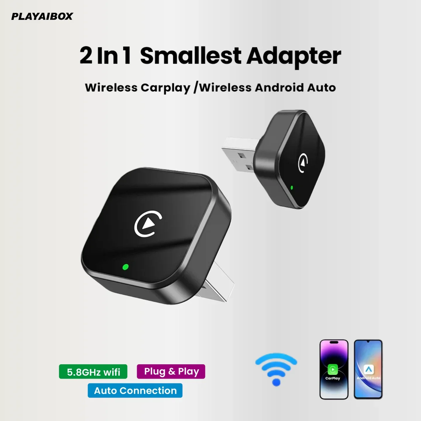 Adaptador CarPlay inalámbrico 2 en 1, Android Auto AI, caja inteligente, sistema inteligente para coche, adecuado para VW, Toyota, Nissan, Honda, Kia, Opel MG