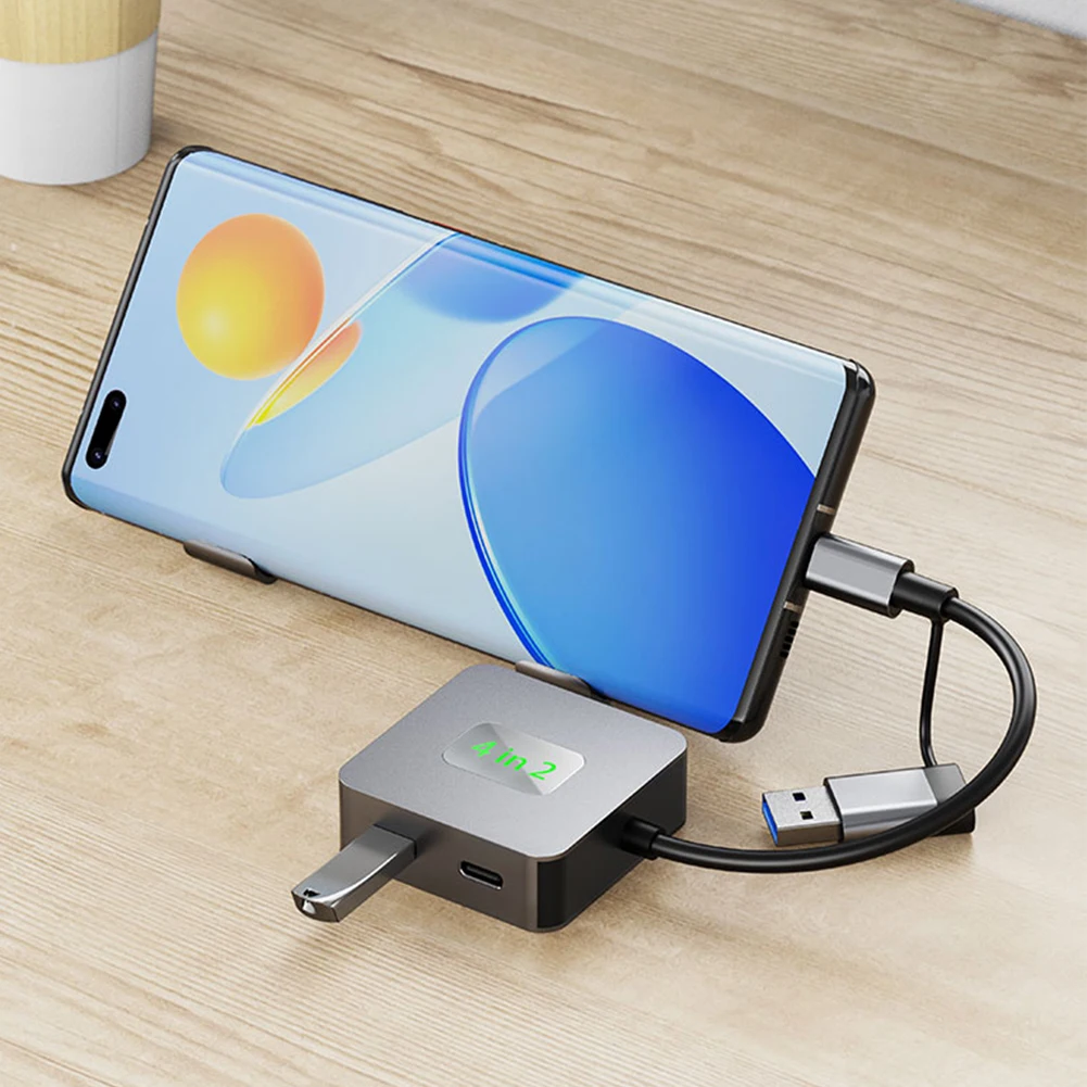 

USB 3.2 Hub 4 in 1 USB C Hub USB Type C Multiport Adapter 2*USB3.2+2*USB-C3.2 USB Adapter Type C HUB for Computer Accessories