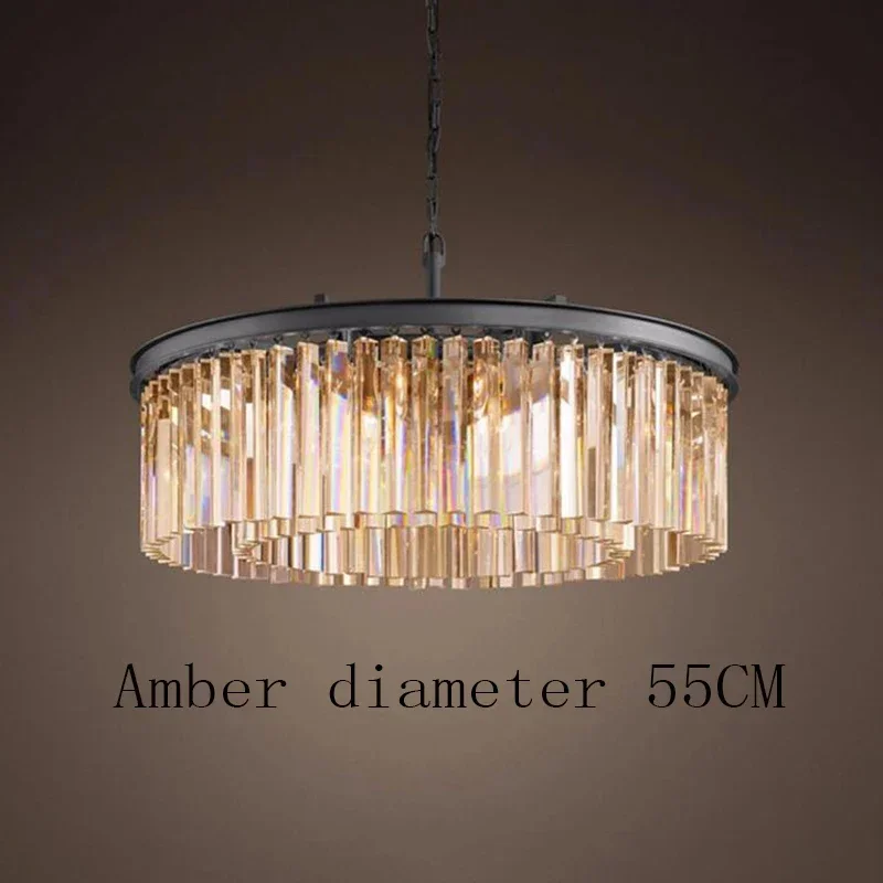 Modern American LED Chandelier Crystal Chandelier Simple Circular Luxury Living Coffee Shop Home Decoration Ceiling Pendant Lamp