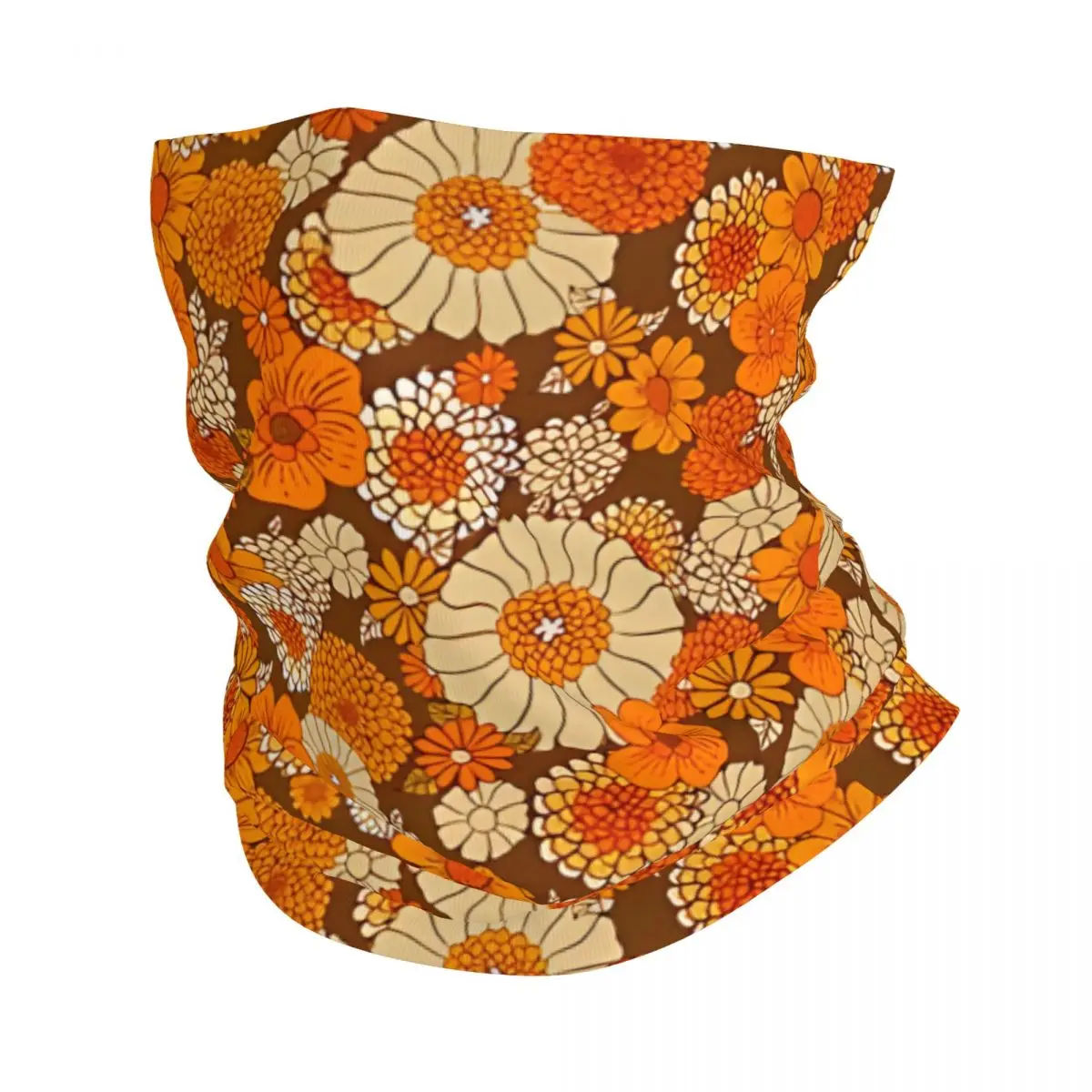 70S Retro Daisies Flower Power Bandana Neck Cover Printed Wrap Scarf Multi-use Cycling Riding for Men Unisex Thin