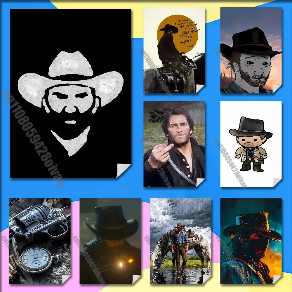 

R-Red D-Dead Redemption Morgan RDR2 Poster Sticker For Home Decoration 10x15cm Self-adhesive Souvenirs Playbill Cover