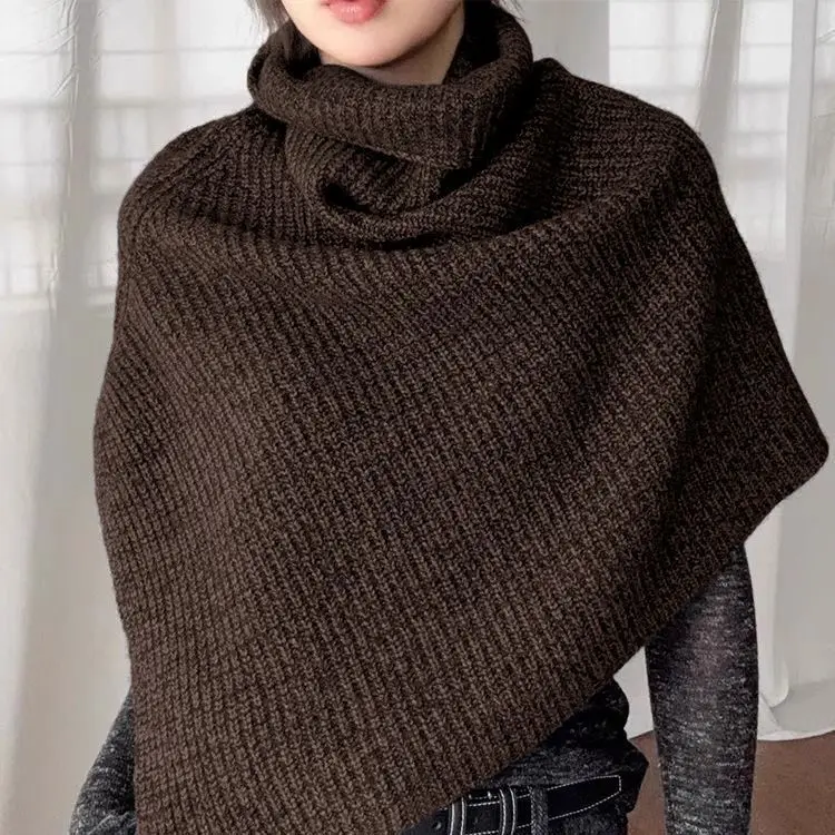 

Новый корейский стиль, зимний женский длинный шарф с рукавами, шерстяные вязаные шарфы для женщин, толстая теплая повседневная шаль, высокое качество M48