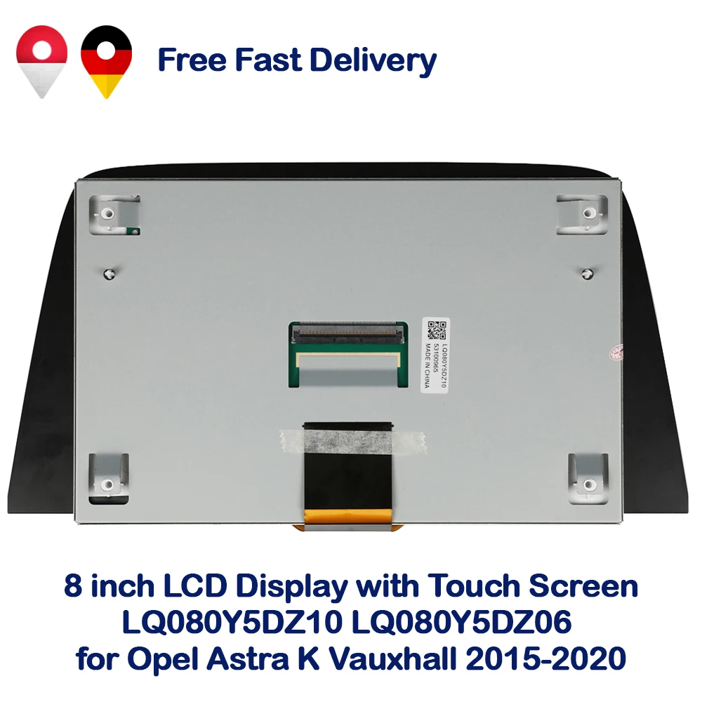Nieuwe 8 inch LCD Display Touch Screen Monitor Vervanging voor Opel Astra K Vauxhall Navi 900 2015-2020 LQ080Y5DZ10 LQ080Y5DZ06