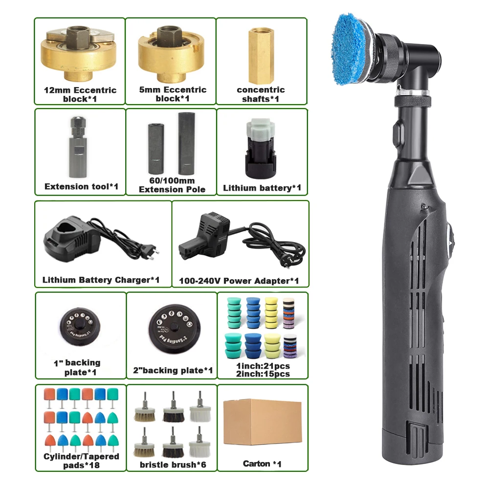 12V Polisher Wireless Dual Polisher Car Detailing Polish for Car Body RO/DA Tools With Sponge Pads Kit 220V Polishing Machine