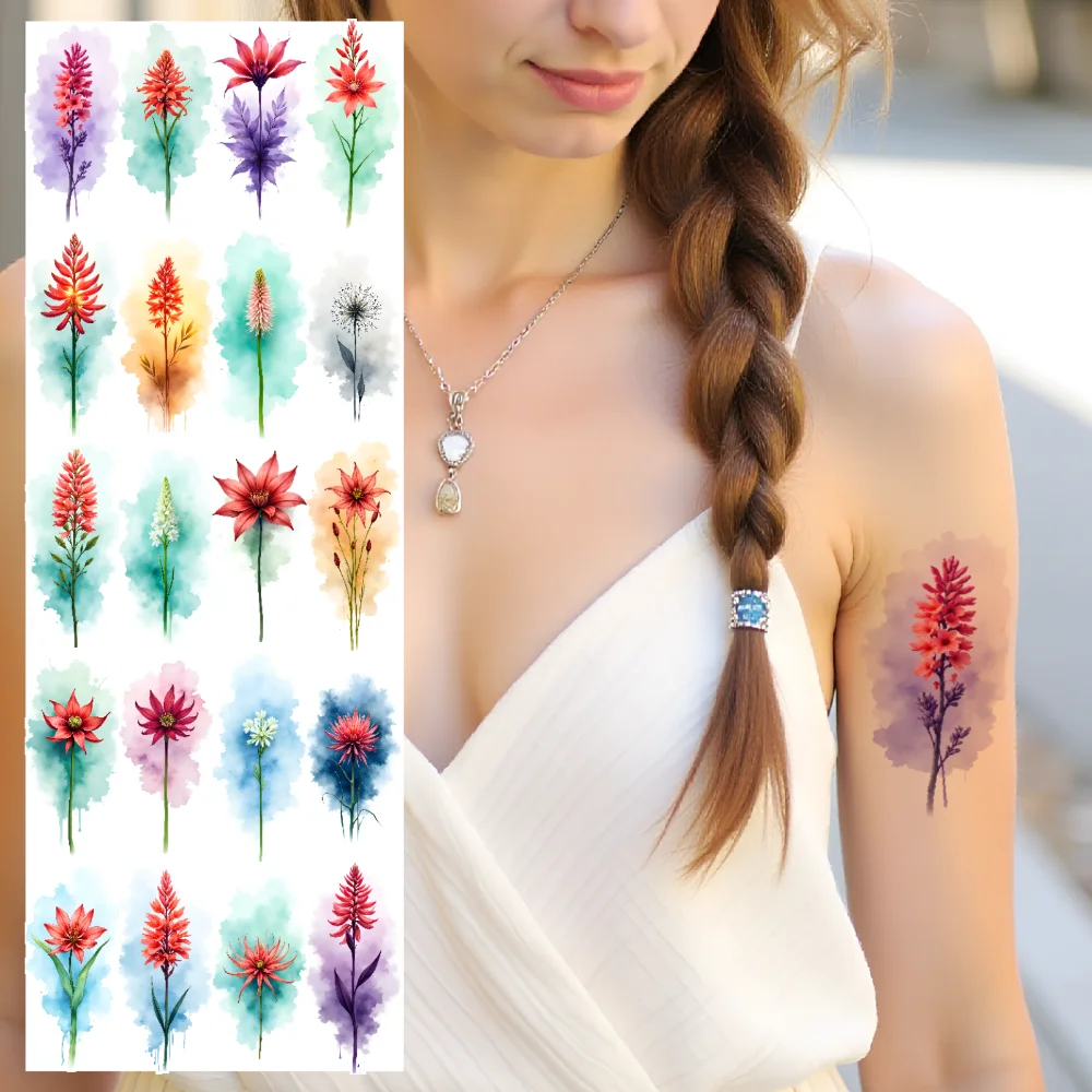 

9 шт. временные татуировки наклейки водостойкие наклейки для тела растение цветок для женщин и девочек татуировки наклейки для рук, ног, бедер, спины, плеч