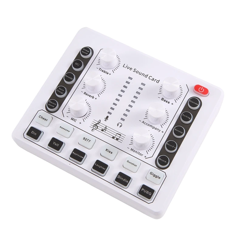 1 Piece M8 Audio Interface Podcast Equipment Caster White Plastic Portable Podcast Production Studio With Premium Mic Preamp