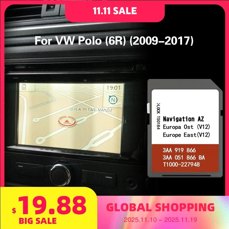 

Suitable for VW Polo (6R) (2009-2017) Cover Switzerland Serbia Cyprus Navigation 8GB MAPS SD Card