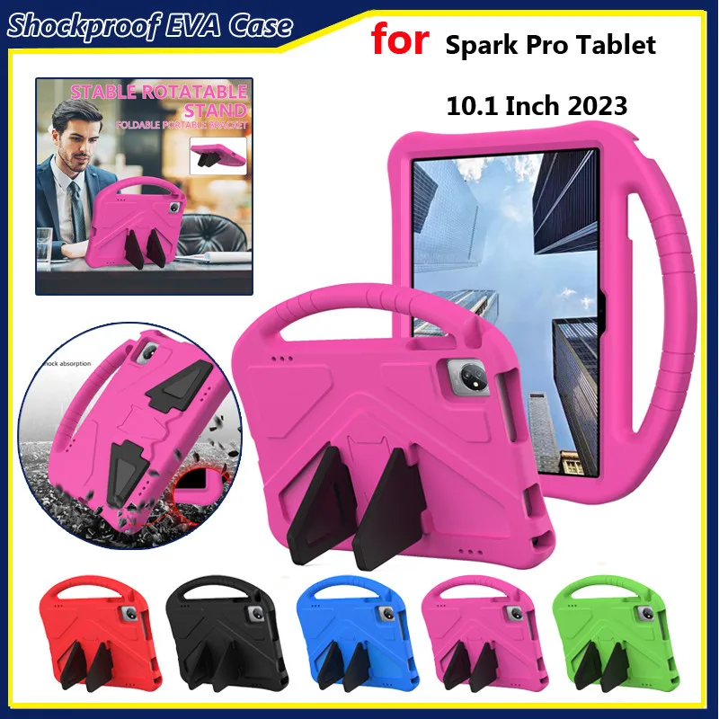 For Spark Pro Tablet 10.1 Inch 2023 Shockproof EVA Cover Shell Stand Kids Friendly Portable Handle Full Body Protective Case