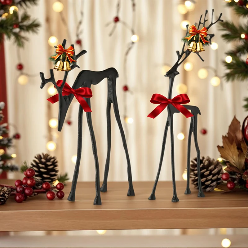 Estatua Reno Navidad resistente al sgaste, escultura aleación Reno con acabado negro