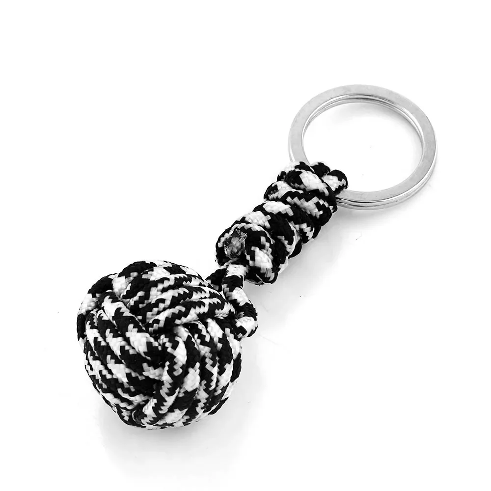 1pcs Polyester Braided Rope Ball Key Chain Self Defense Parachute Lanyard Survival Outdoor Camping Keyring Jewelry Gifts