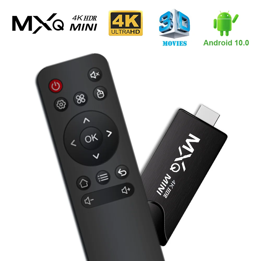 Smart Android Mini TV Stick MXQMINI Android 10 رباعي النواة يدعم 4K HD TV Box H.265 2.4G Wifi Streaming Smart Set Top Box